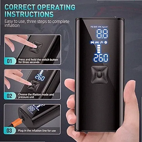 ILTIDE TIRE INFLATOR PORTABLE AIR COMPRESSOR 150PSI 25000mAh - BLACK